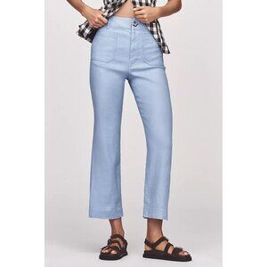 NEW Anthropologie Colette Linen Blend Crop Wide Leg Pants by Maeve 28 Periwinkle